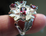 Sterling Silver Rhodolite Garnet Floral Ring