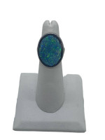 Platinum 950 Diamond Opal Lady's Ring 0.06 CTW Dias Size 4 / 10.6 Gram