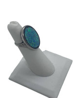 Platinum 950 Diamond Opal Lady's Ring 0.06 CTW Dias Size 4 / 10.6 Gram