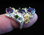Sterling Silver Purple Amethyst & Emerald Ring