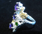 Sterling Silver Purple Amethyst & Emerald Ring