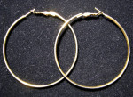 Large Polished Gold Tone Hoop Earrings - 2 ⅜” Diam