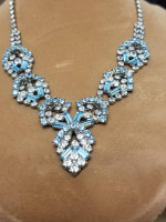 Crystal Necklace Aquamarine Rhinestone  