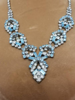 Crystal Necklace Aquamarine Rhinestone  
