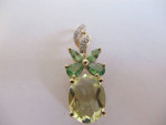 10 KT YG LEMON QUARTZ/TSAVORITE GARNET/DIAMOND PENDANT