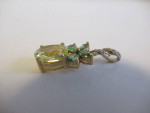 10 KT YG LEMON QUARTZ/TSAVORITE GARNET/DIAMOND PENDANT
