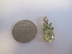 10 KT YG LEMON QUARTZ/TSAVORITE GARNET/DIAMOND PENDANT