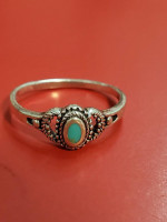 Sweet and petite sterling silver and turquoise ring