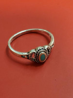 Sweet and petite sterling silver and turquoise ring