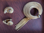Pin Brooch & Clip Earrings Set Costume Jewelry