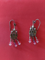 Earrings Sterling & Pink Swarovski Crystal Castles