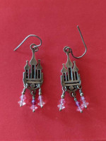 Earrings Sterling & Pink Swarovski Crystal Castles