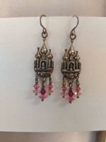 Earrings Sterling & Pink Swarovski Crystal Castles