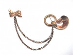 Retro Bow Pin Rose Goldtone Costume Double Brooch Brooch 1940s
