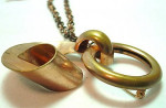 Retro Bow Pin Rose Goldtone Costume Double Brooch Brooch 1940s