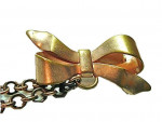 Retro Bow Pin Rose Goldtone Costume Double Brooch Brooch 1940s