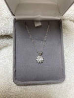 Sterling Silver Crystal Pendant with 18" Sterling Silver Necklace