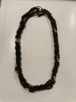Black Onyx Bead Necklace with 14k gold spacers