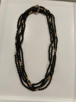 Black Onyx Bead Necklace with 14k gold spacers