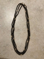 Black Onyx Bead Necklace with 14k gold spacers