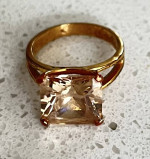 Peachy pink morganite princess cut ring