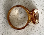 Peachy pink morganite princess cut ring
