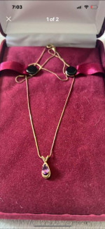 14k Amethyst 8” Necklace