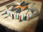 Janice Paloma Zuni bracelet, Sterling silver with multi stones