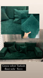 Green velvet turkish floor sofa