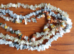 necklace: three rows of rock beads