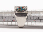 Unisex Large Stainless Steel Ring,Turquoise Chips, Gold Foil, Size 9.5