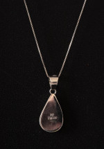 Signed Kingman Turquoise Pendant On 20" Sterling Box Chain Necklace.
