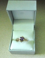 Ring Size 7.5  Heart Shaped Amethyst 10K Yellow Gold Diamond Accent