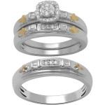 Forever Bride Trio Sterling Silver Ring Set 1/4 cttw * NEW IN BOX *