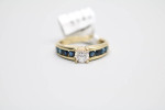 14k Yellow Gold Promise Ring w/Clear and Blue Topaz Gem (Size 6 1/2)