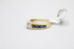 14k Yellow Gold Promise Ring w/Clear and Blue Topaz Gem (Size 6 1/2)