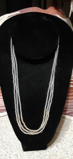 Silver & Gold Beaded Necklace 3 Strands Jewelry