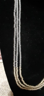 Silver & Gold Beaded Necklace 3 Strands Jewelry