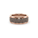 14k Solid Gold & Black Diamond 3 Rowed Pave Twist Ring