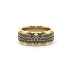 14k Solid Gold & Black Diamond 3 Rowed Pave Twist Ring