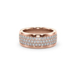 14k Solid Gold & White Diamond 3 Rowed Pave Twist Ring