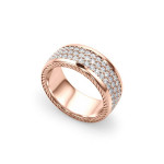 14k Solid Gold & White Diamond 3 Rowed Pave Twist Ring