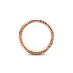 14k Solid Gold & White Diamond 3 Rowed Pave Twist Ring