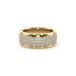 14k Solid Gold & White Diamond 3 Rowed Pave Twist Ring
