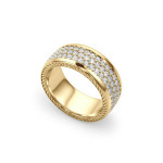 14k Solid Gold & White Diamond 3 Rowed Pave Twist Ring