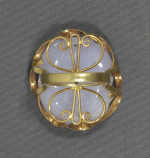 Lavender Jade carved "Double Badgers" 14K Yellow Gold Ring