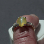 Rare Cat's Eye and Diamond White Gold Ring