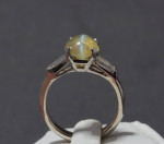 Rare Cat's Eye and Diamond White Gold Ring