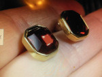SWAROVSKI  S.A.L [signed] CRYSTAL RED PIERCED EAR RINGS