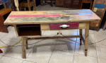 Rustic Desk-Sofa Table-Entryway Table with Drawer & Shelf